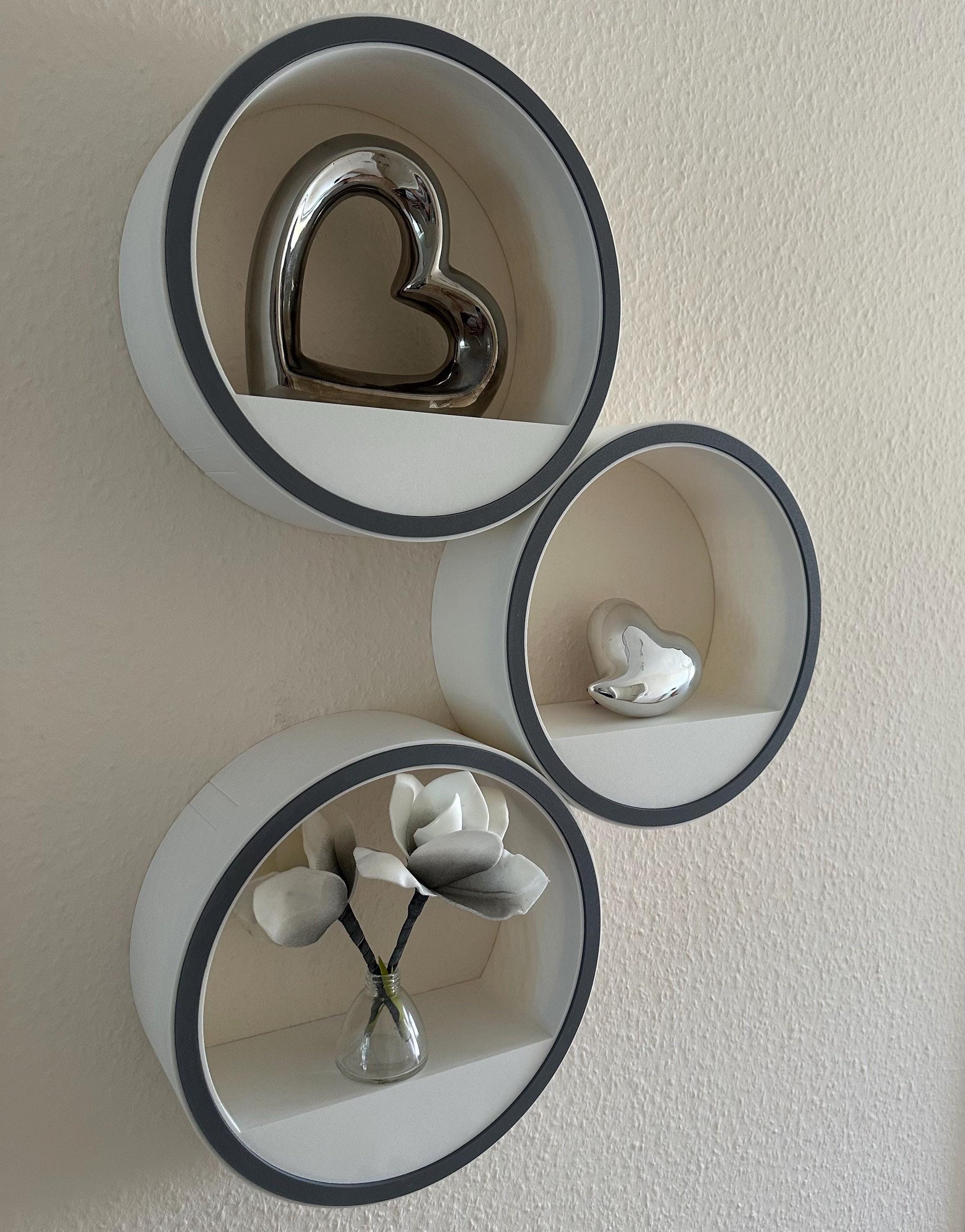 Schwarzes Rundes Regal Modul | modern und modular | Kreisregal für Wand & Tisch | Stecksystem erweiterbar